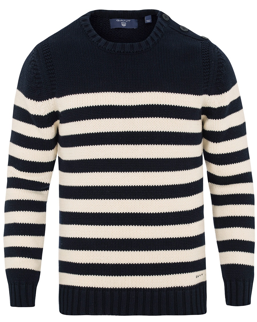  Fisherman Stripe Crew Neck Evening Blue