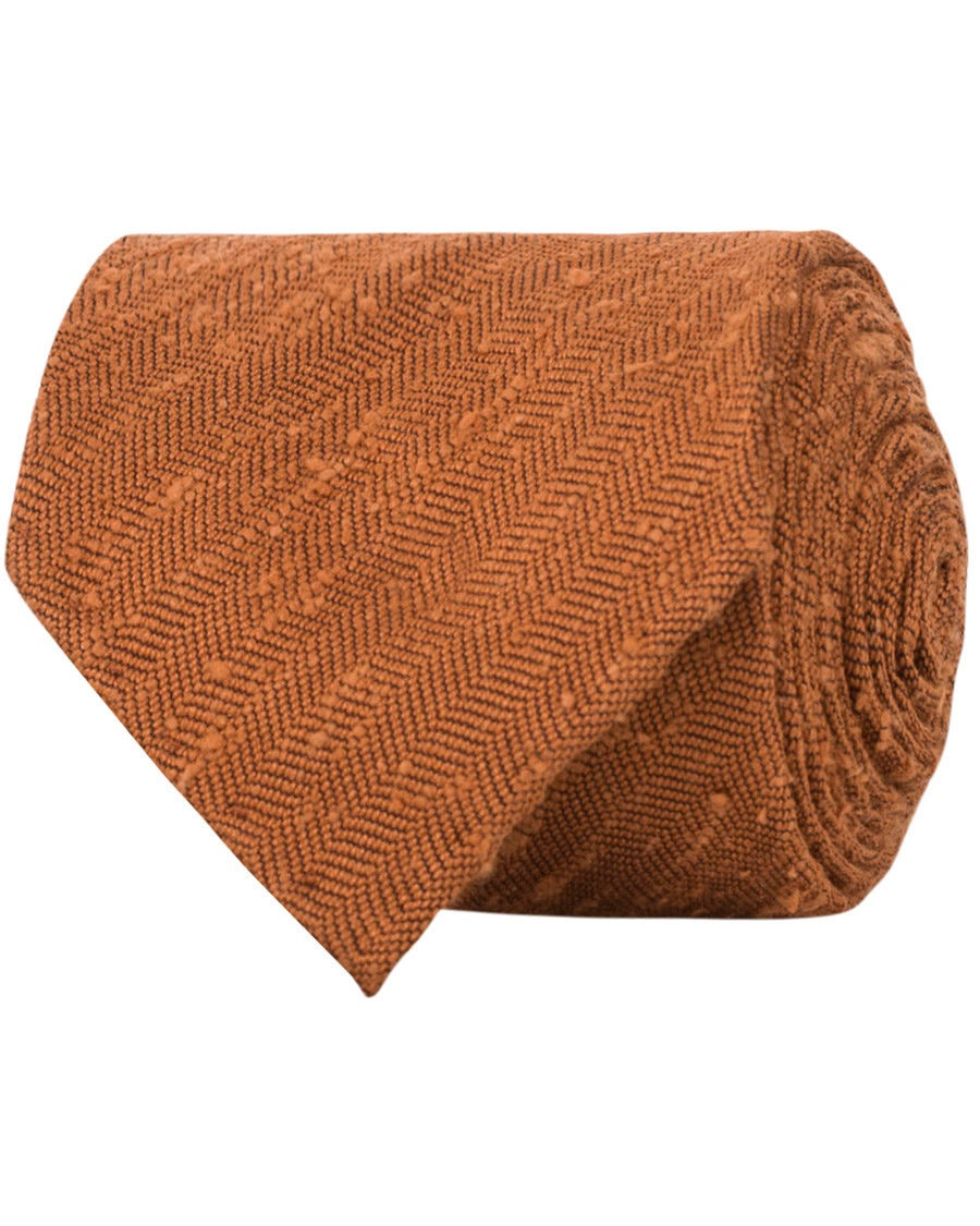  Woven Shantung Herringbone 8 cm Tie Orange