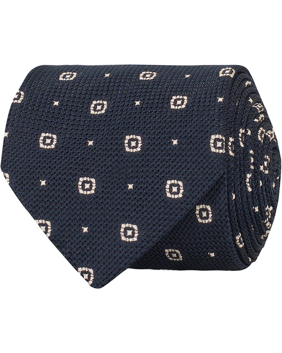  Woven Jaquard Medallion 8 cm Tie Navy
