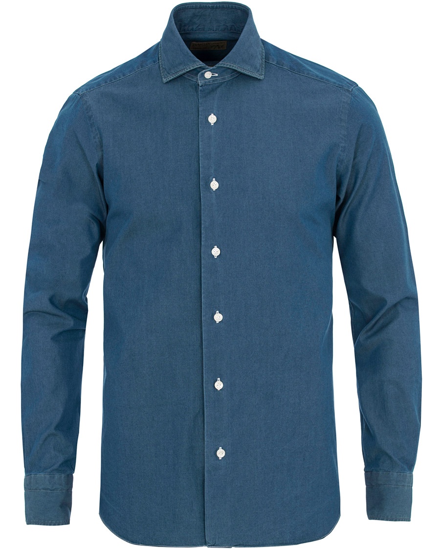  Dandylife Slim Fit Chambray Cut Away Shirt Indigo