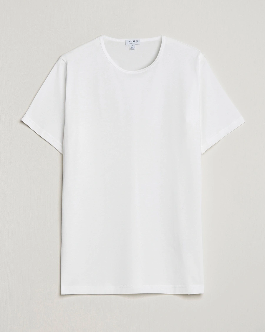 Sunspel Superfine Cotton Crew Neck T-Shirt White – Hvit