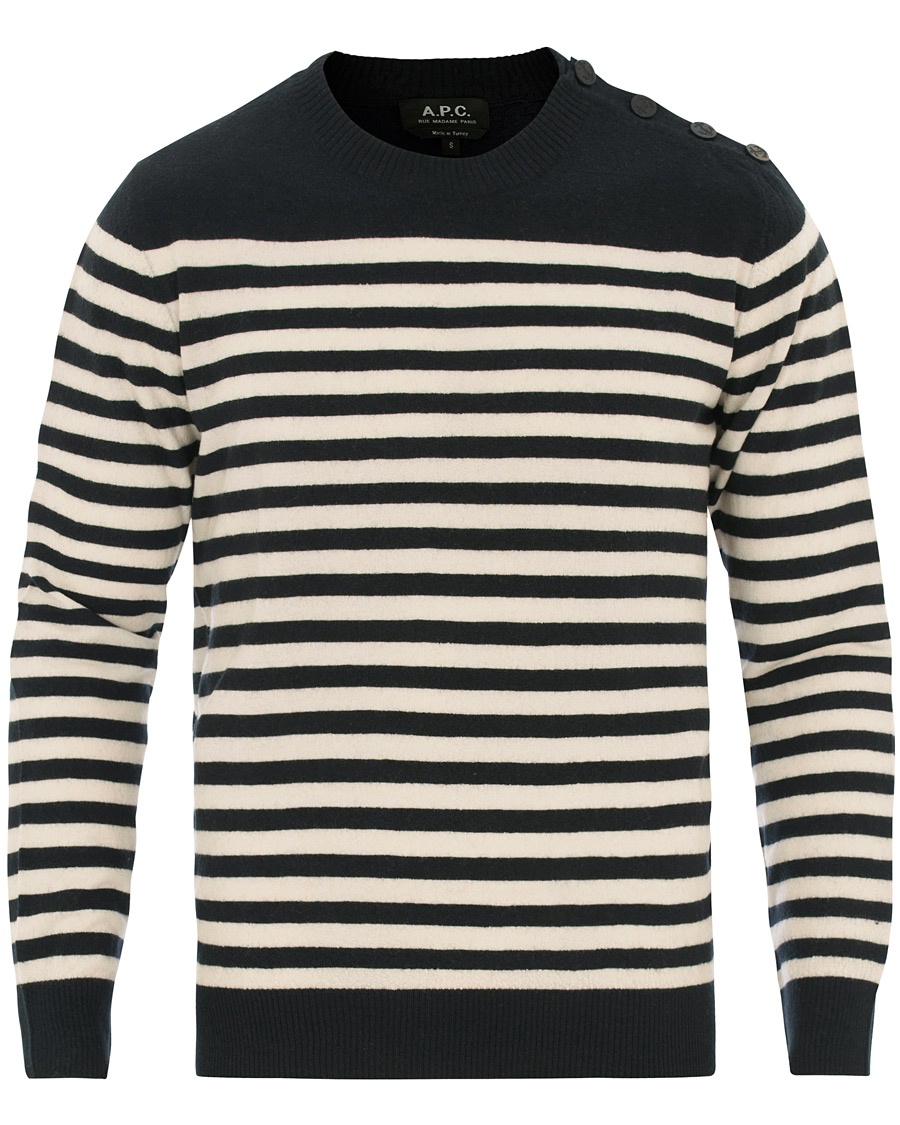  Skye Button Stripe Knit Dark Navy/White
