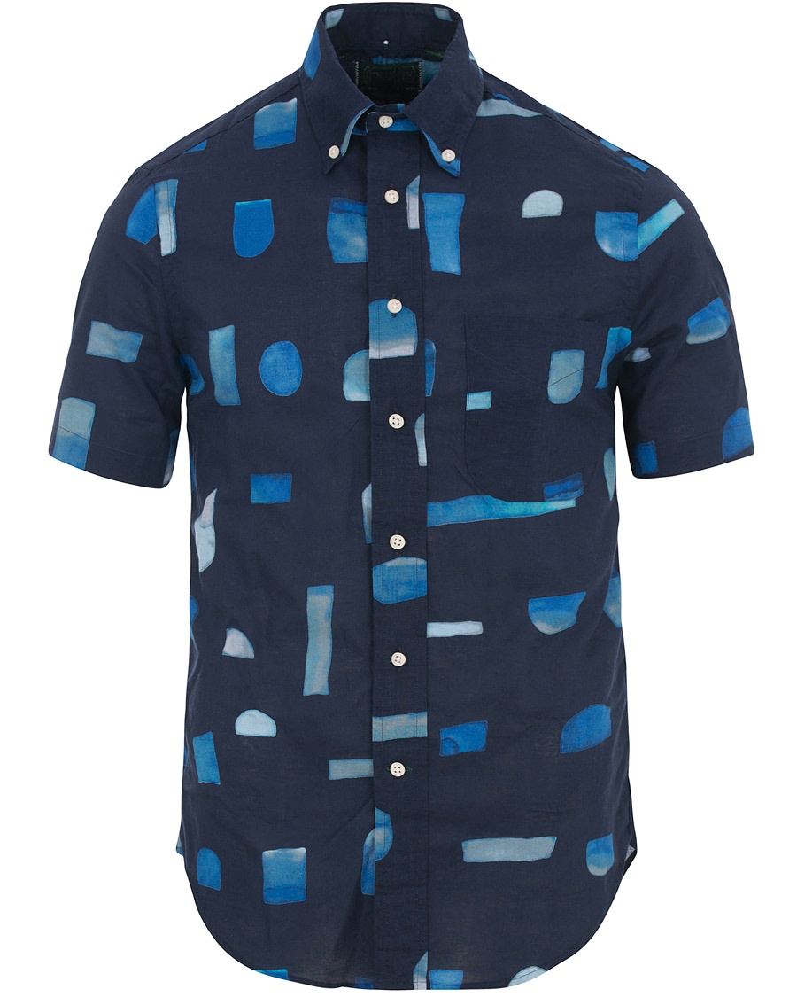  Button Down Short Sleeve Shirt Abstract Blues
