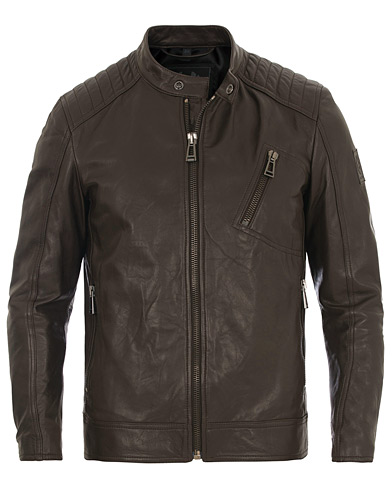 V Racer Leather Jacket Dark Brown