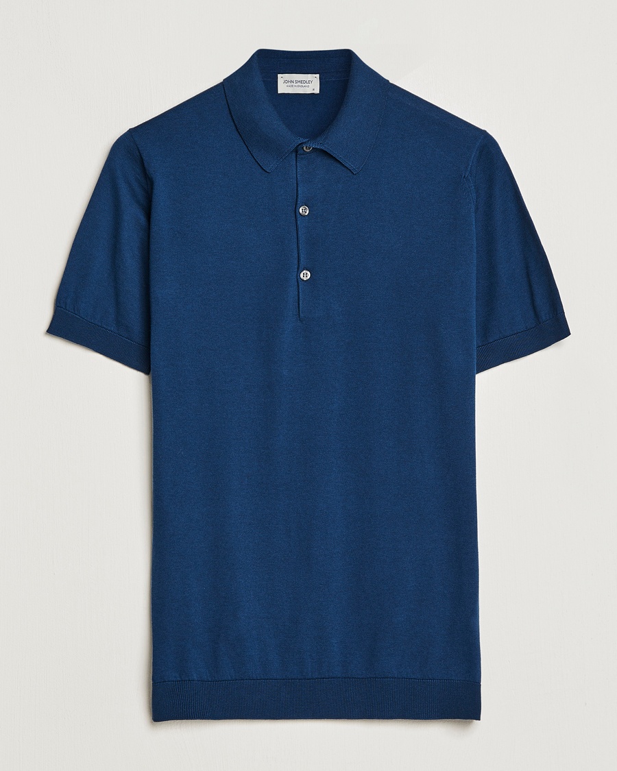 Herre | | John Smedley | Adrian Slim Fit Sea Island Polo Indigo