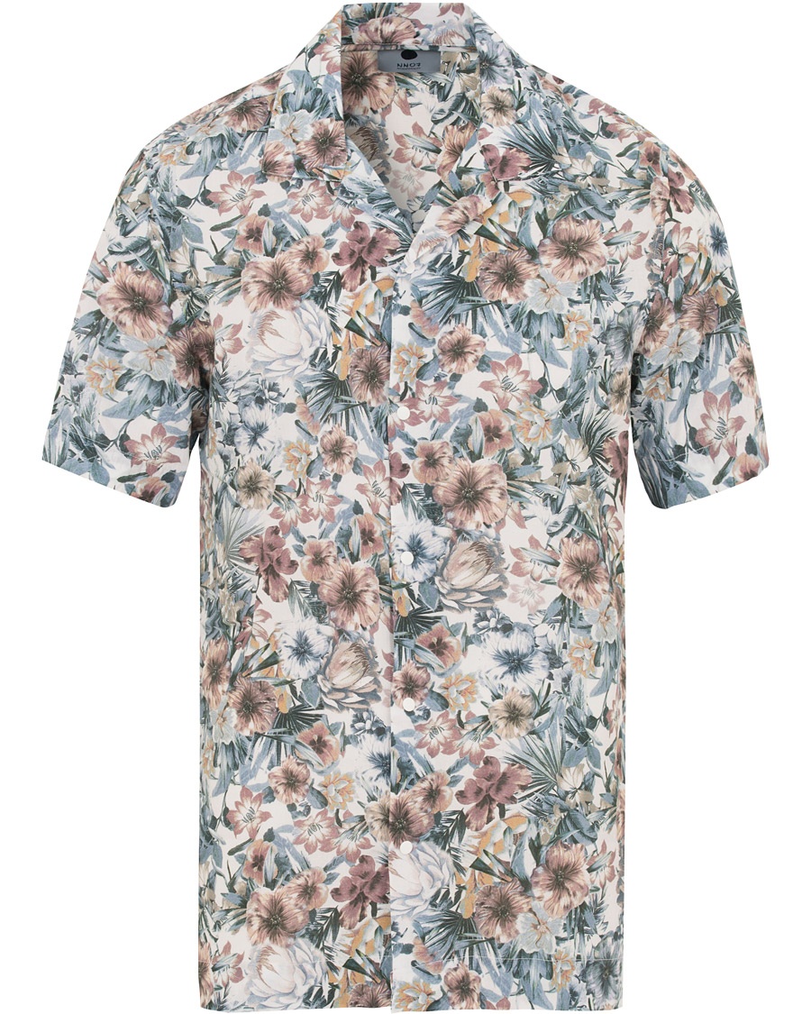  Miyagi Printed Flower Resort Short Sleeve Shirt White