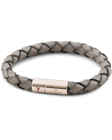 Skultuna Leather Bracelet Plaited 7 by Lino Ieluzzi Grey