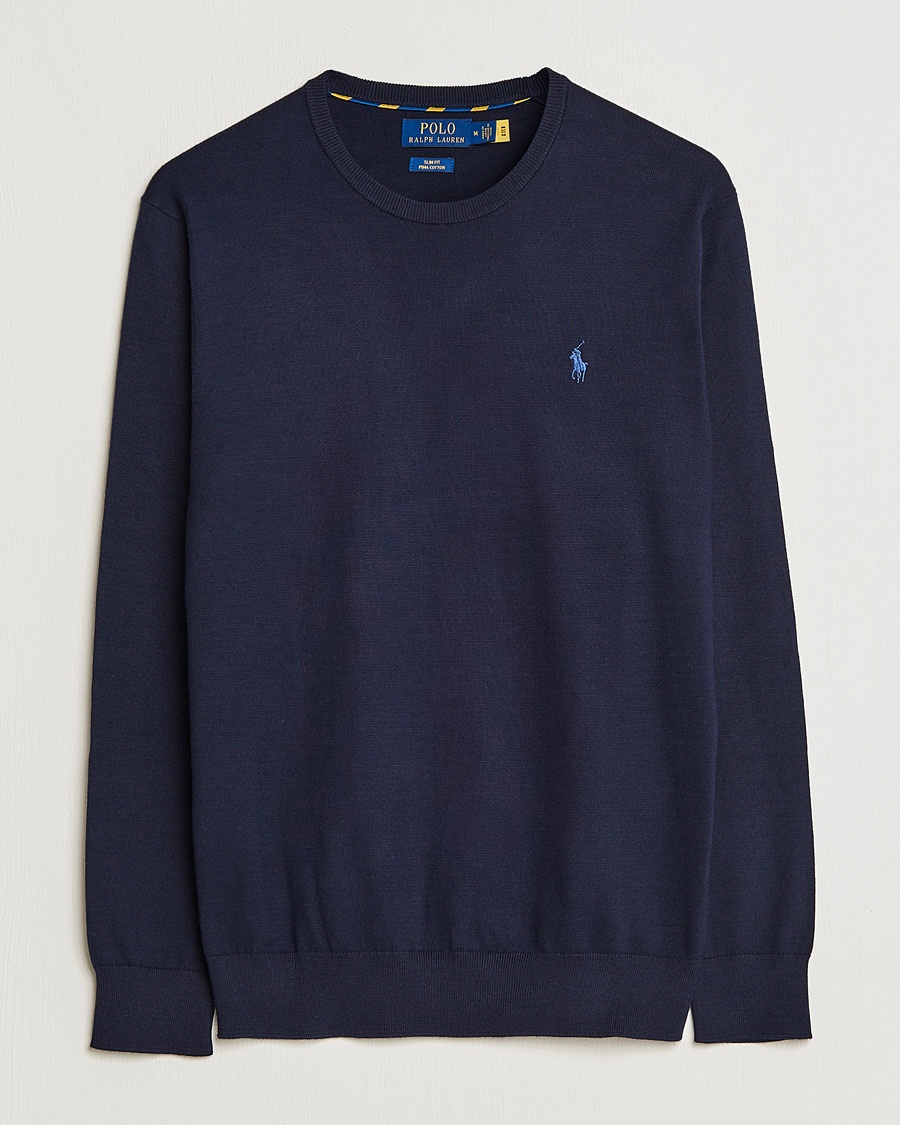 Polo Ralph Lauren Pima Cotton Crew Neck Pullover Hunter Navy – Blå