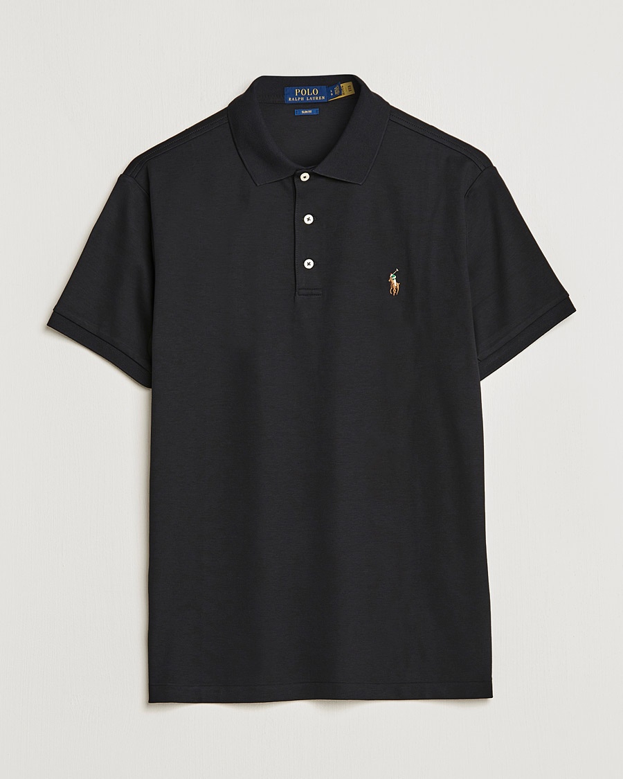 Polo Ralph Lauren Slim Fit Pima Cotton Polo Polo Black – Svart