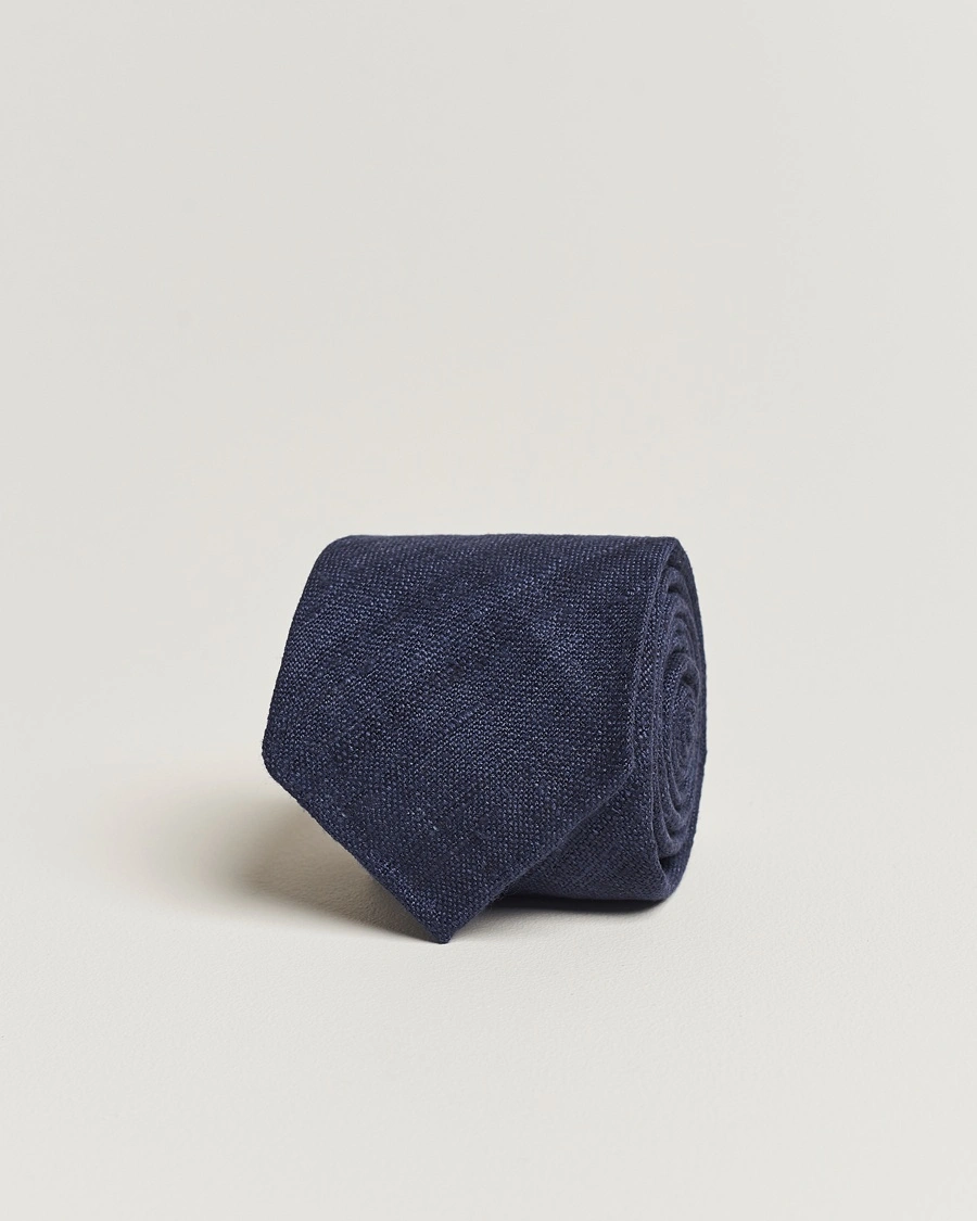 Herre | | Drake's | Silk Tussah Handrolled Tie Navy