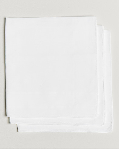  3-Pack Linen Pocket Square White