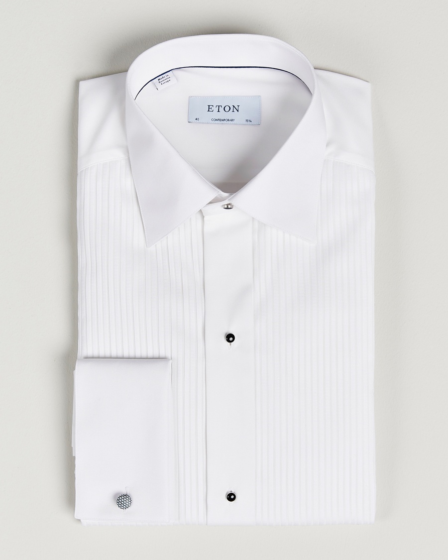 Eton Custom Fit Tuxedo Shirt Black Ribbon White – Hvit
