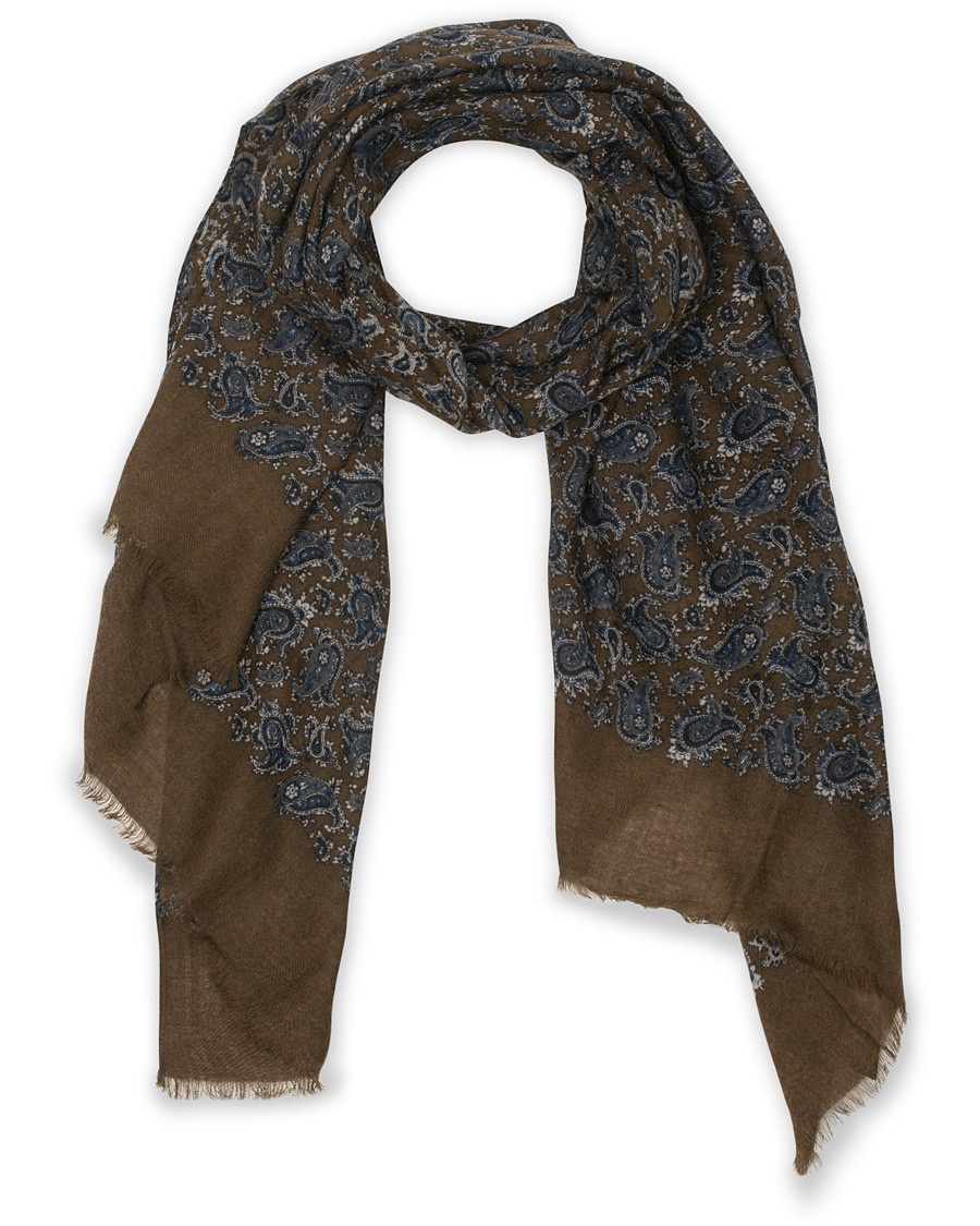  Wool Printed Paisley Scarf Brown