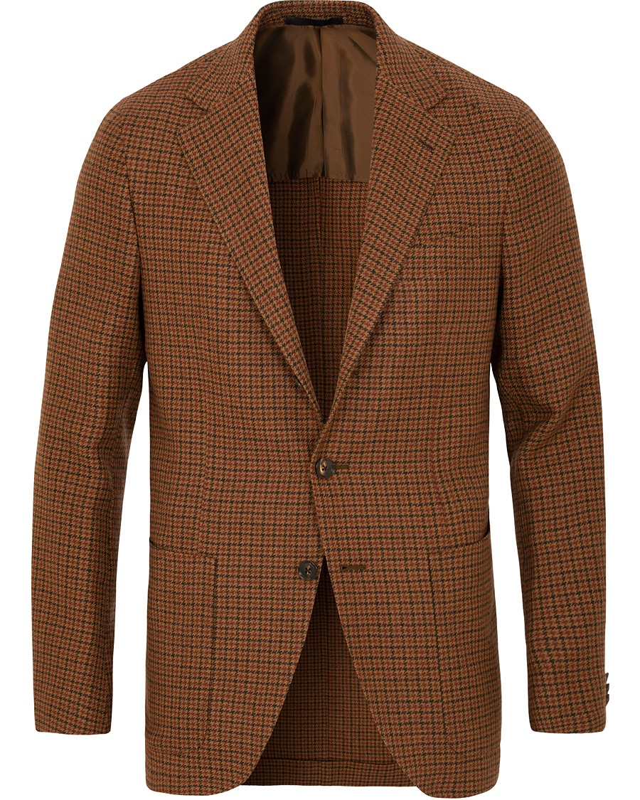  Aida Vintage Houndstooth Wool Blazer Brown