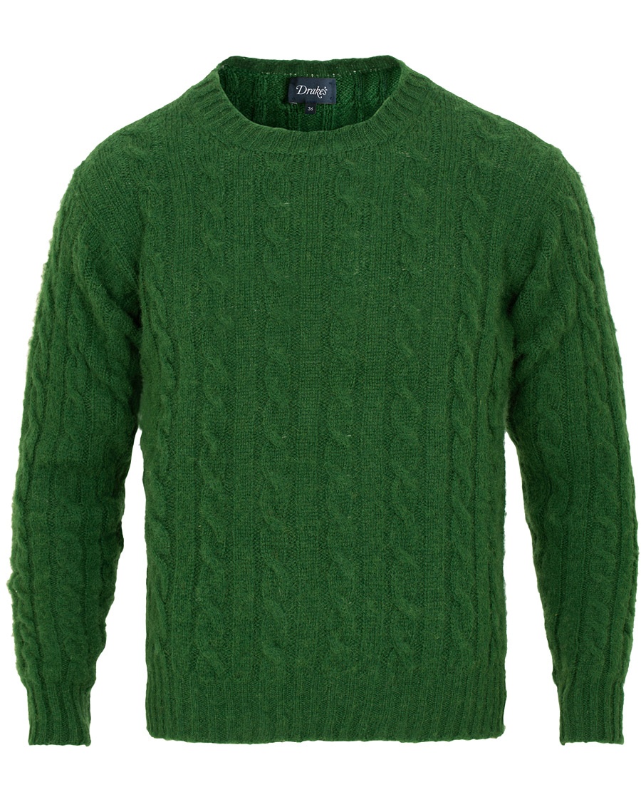  Shetland Cable Crew Neck Green