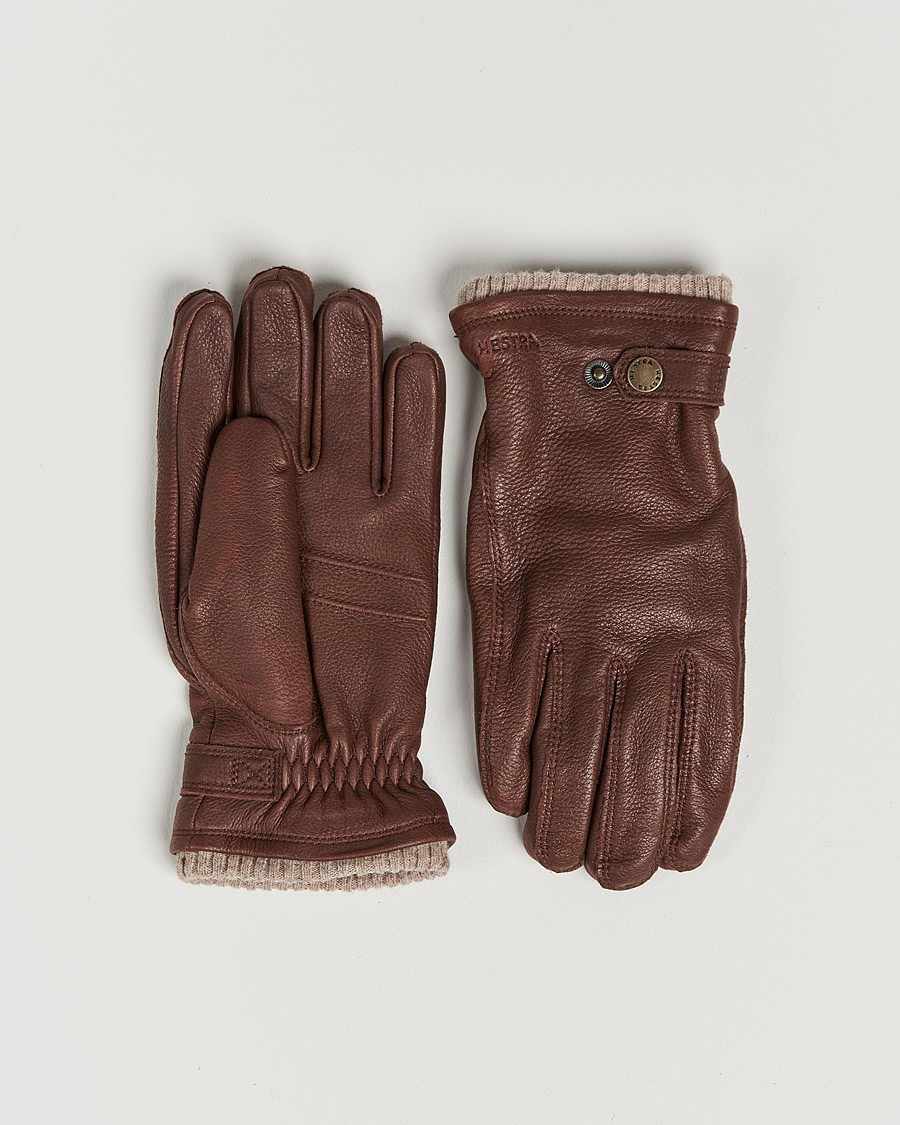 Hestra Utsjö Fleece Lined Buckle Elkskin Glove Chestnut – Brun