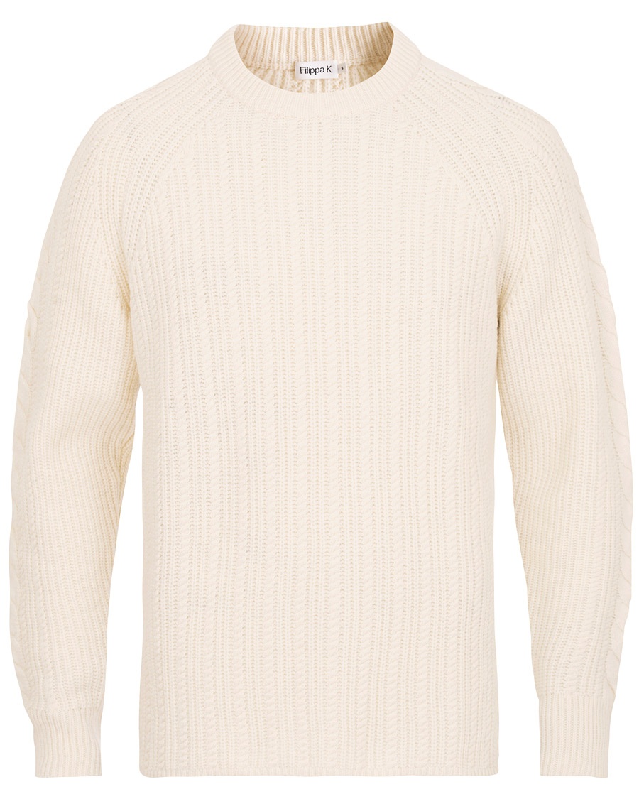  Wool Cable Crew Neck Sweater Cream