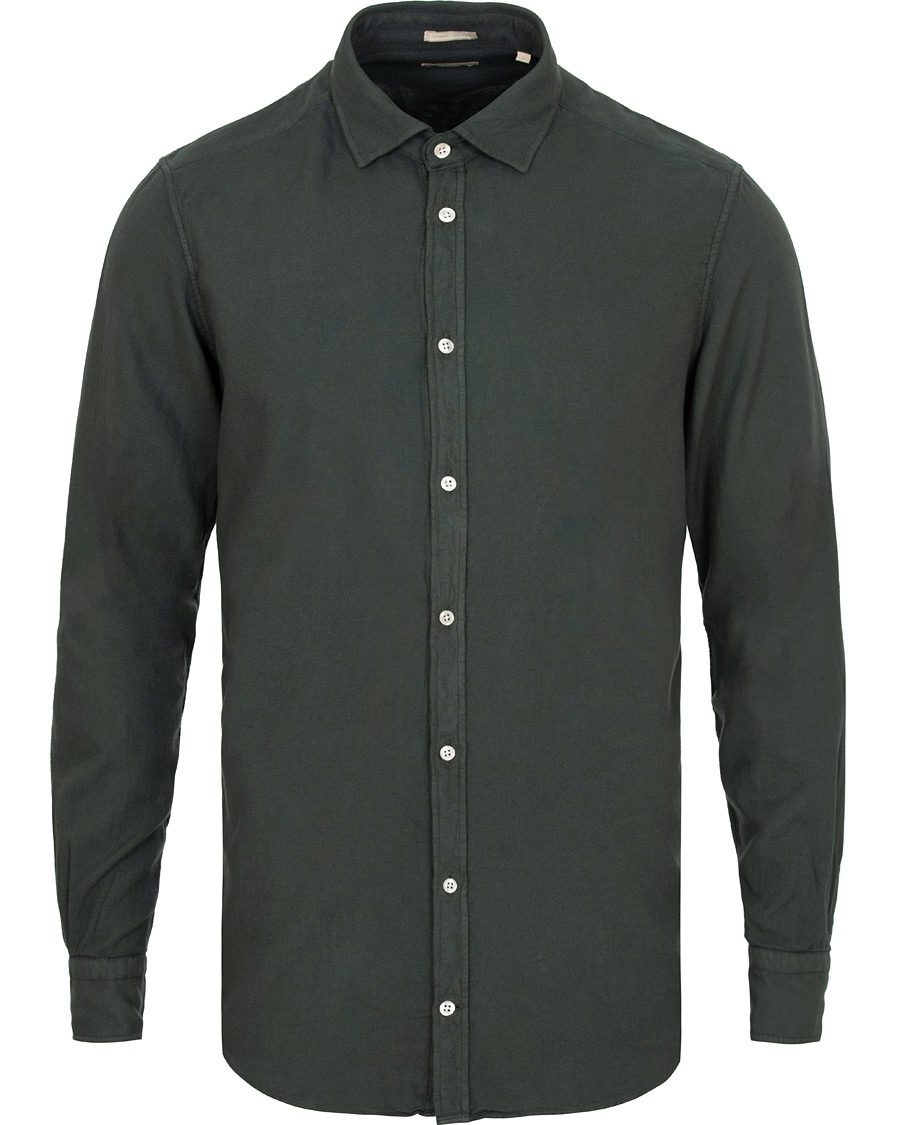 Genova Slim Fit Light Flannel Shirt Bottle Green