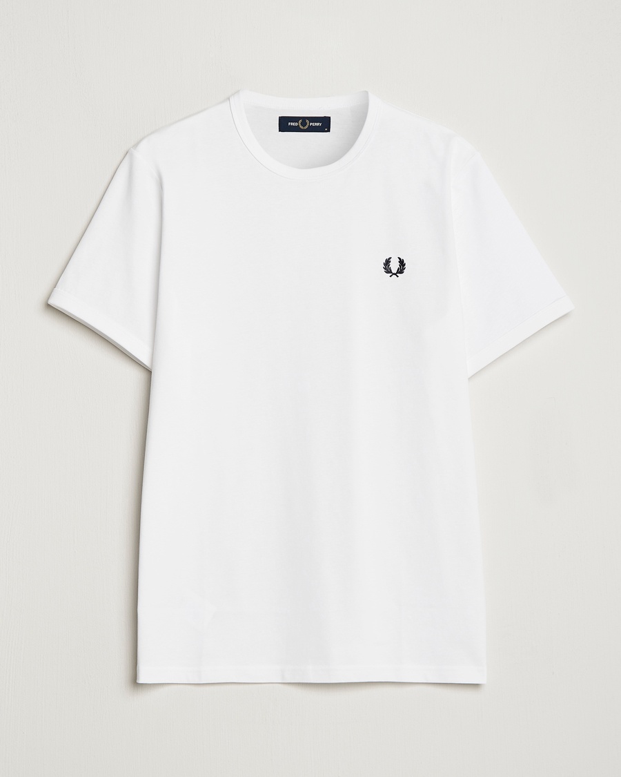 Fred Perry Ringer Crew Neck Tee White – Hvit