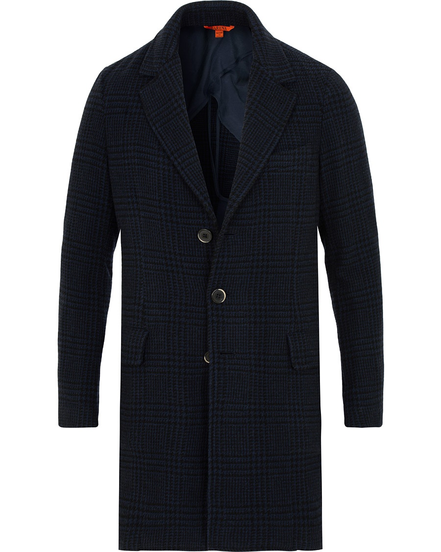  Borella Single Breasted Prince Of Wales Coat Navy