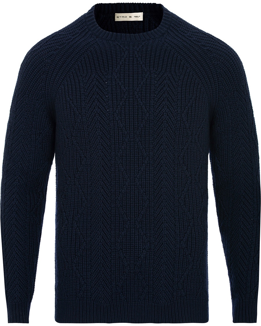  Cable Knit Crew Neck Navy