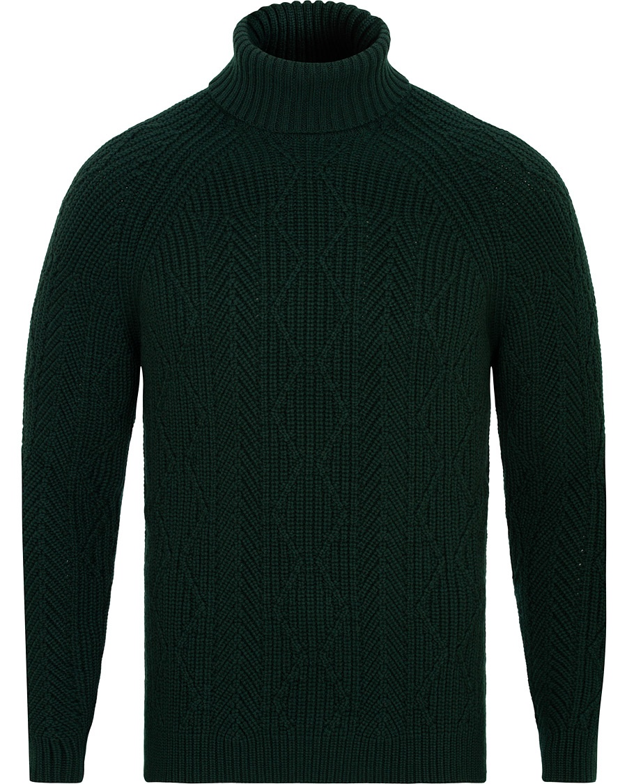  Cable Knit Turtleneck Bottle Green
