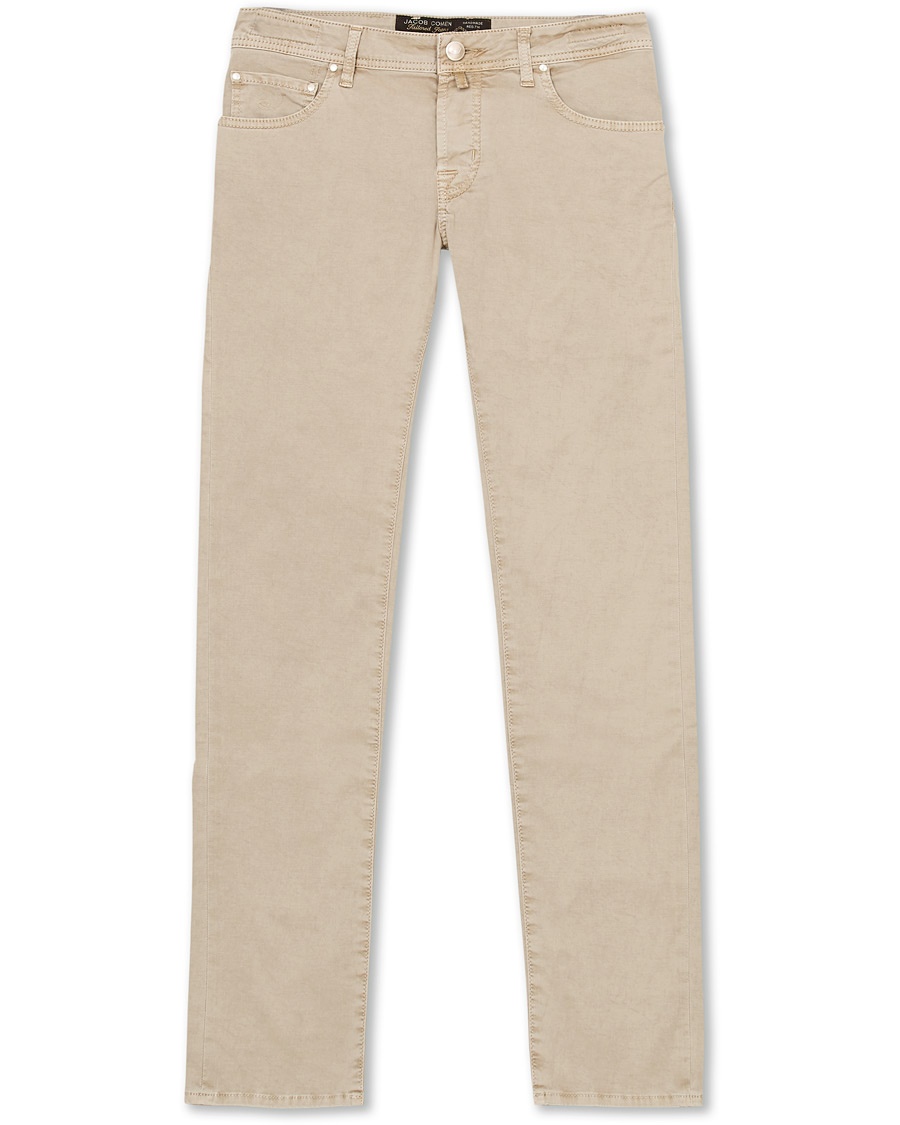Herre | | Jacob Cohën | 5-Pocket Gabardine Trousers Beige