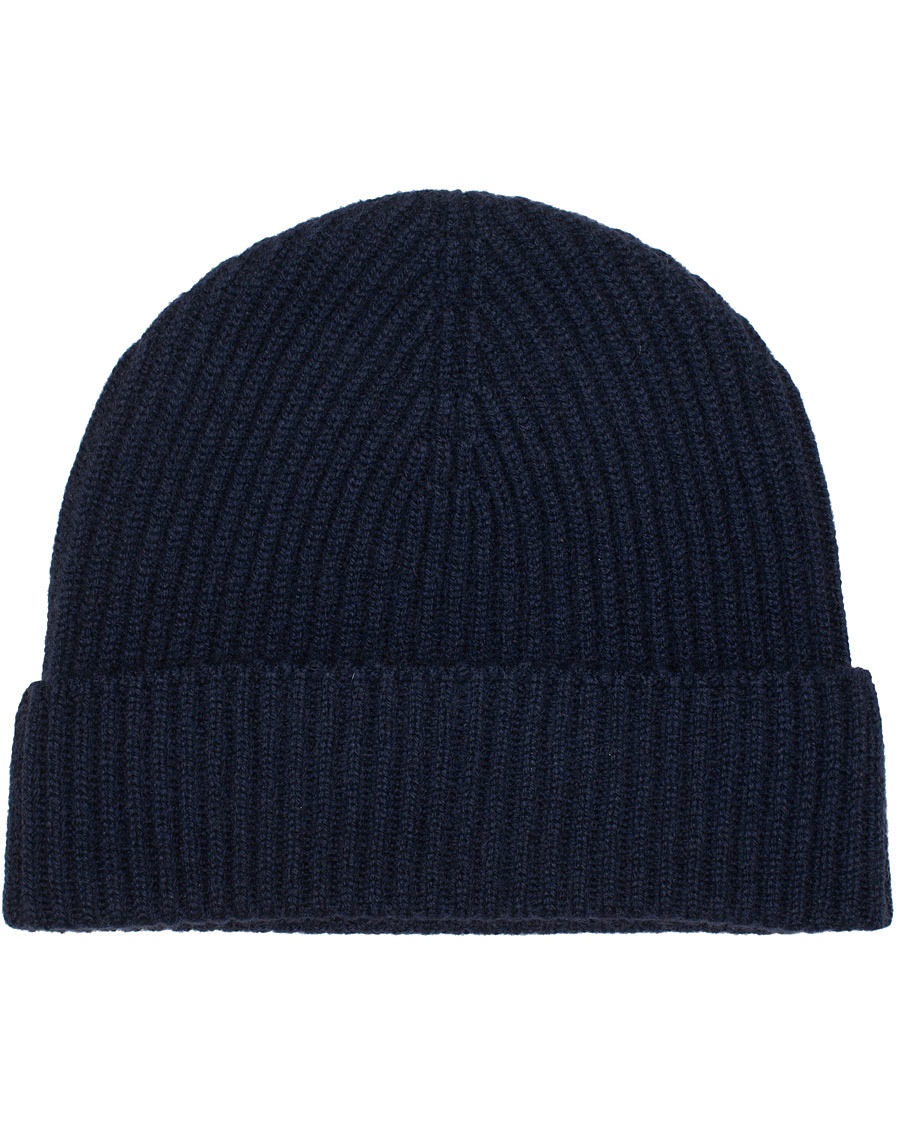  Cashmere Ribbed Hat Navy