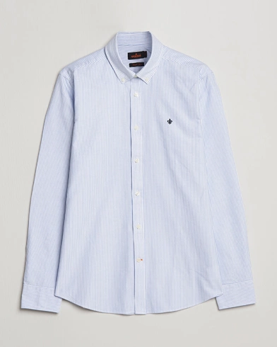 Herre | Casual | Morris | Oxford Striped Button Down Cotton Shirt Light Blue