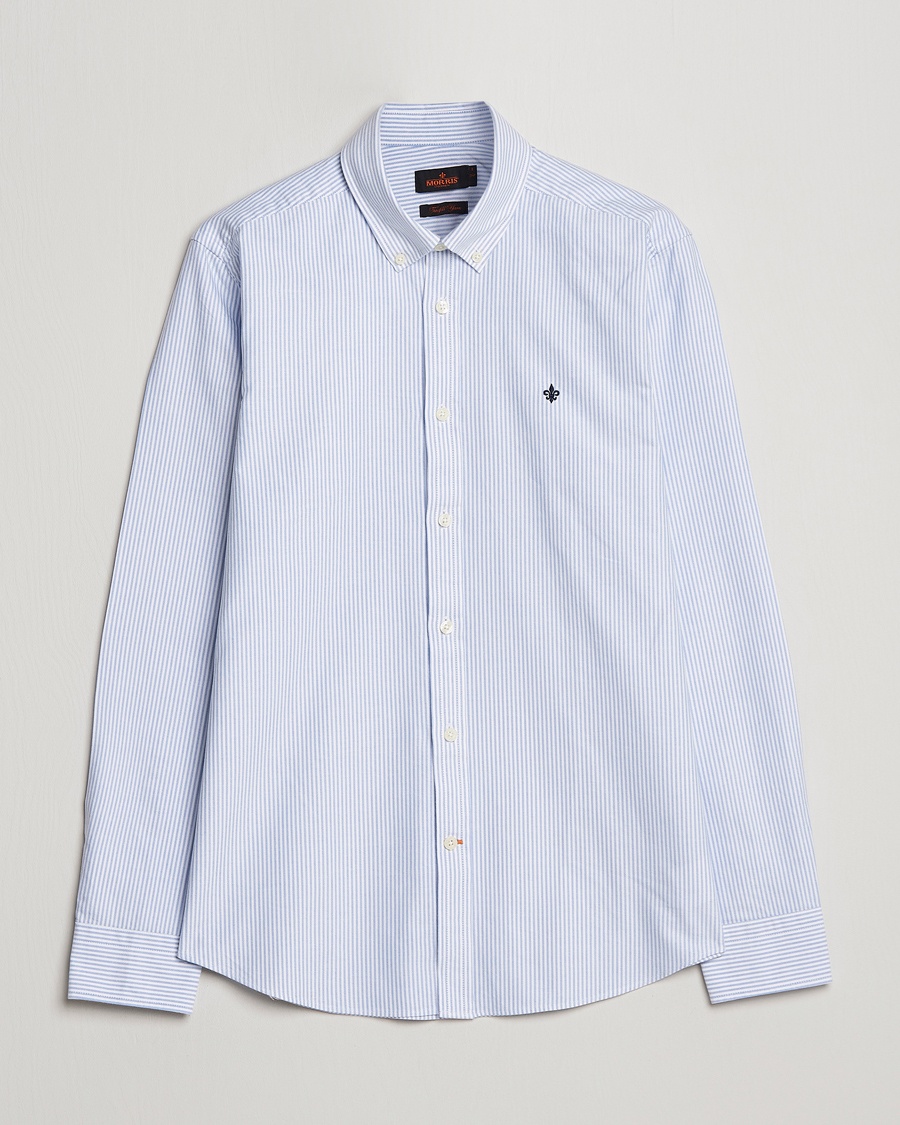 Herre | | Morris | Oxford Striped Button Down Cotton Shirt Light Blue
