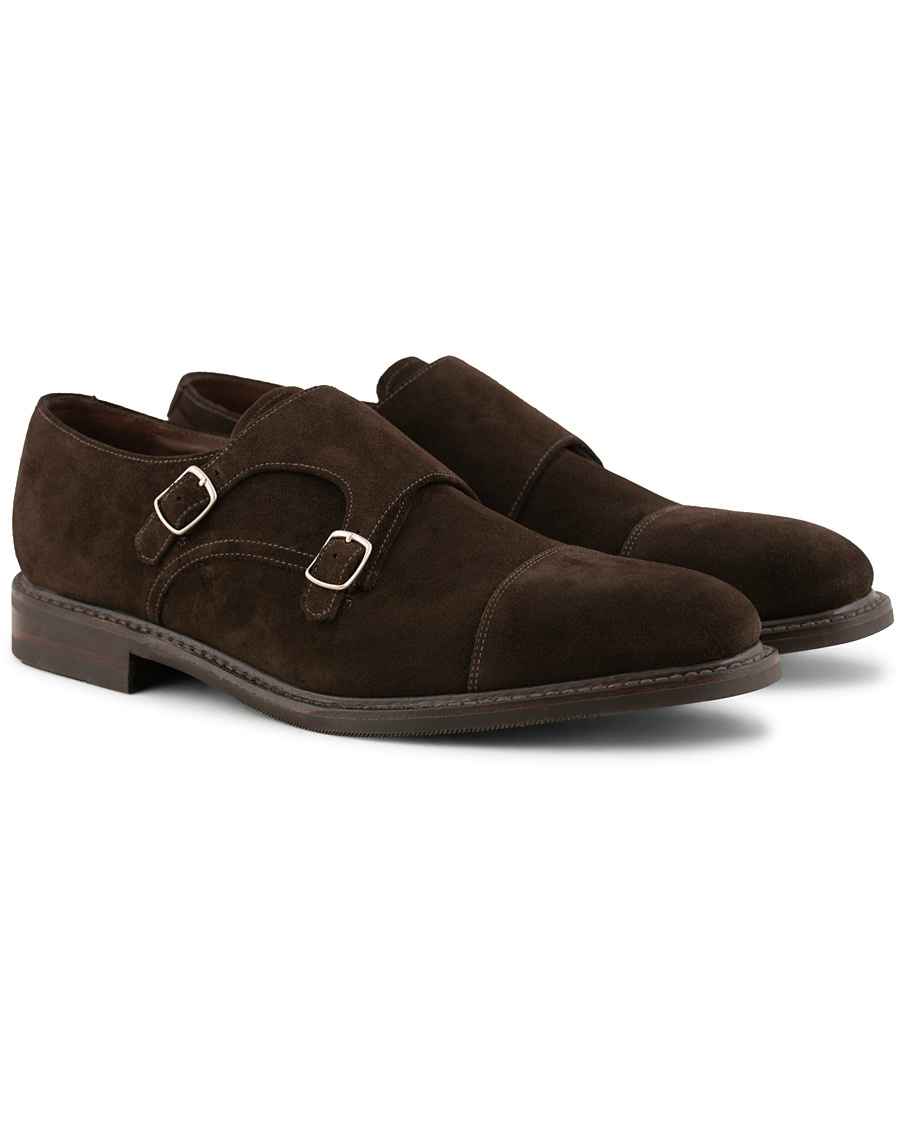  Benedict Shadow Sole Monkstrap Dark Brown Suede