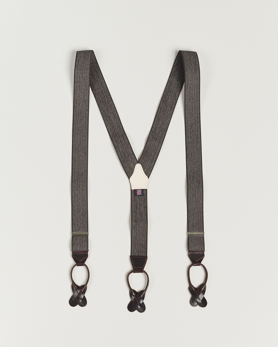 Herre | | Albert Thurston | Elastic Herringbone Braces 35mm Brown