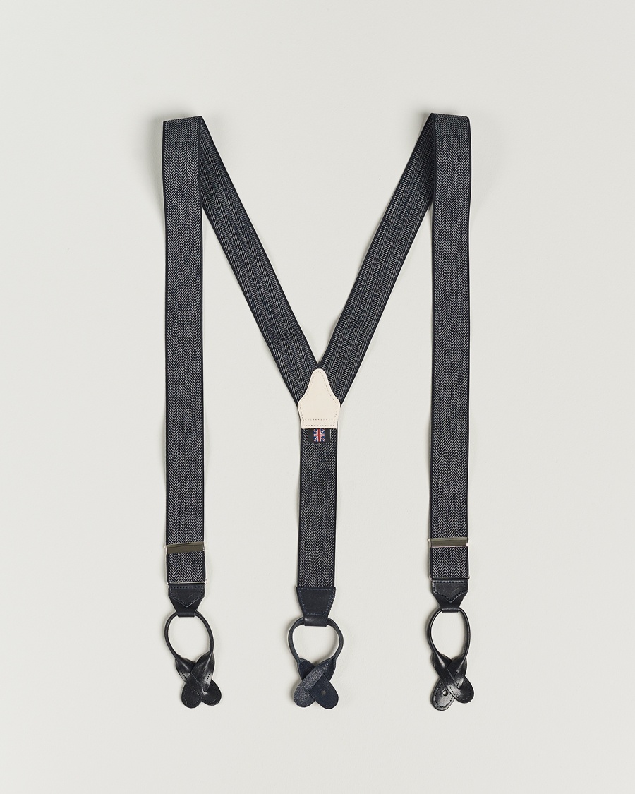 Albert Thurston Elastic Herringbone Braces 35mm Blue – Blå