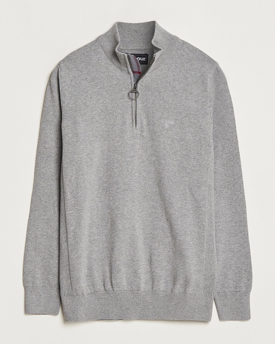 Herre | Gensere | Barbour Lifestyle | Cotton Half Zip Grey Marl