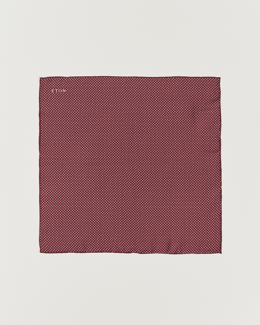 Eton Silk Polka Dot Pocket Square Wine – Rød