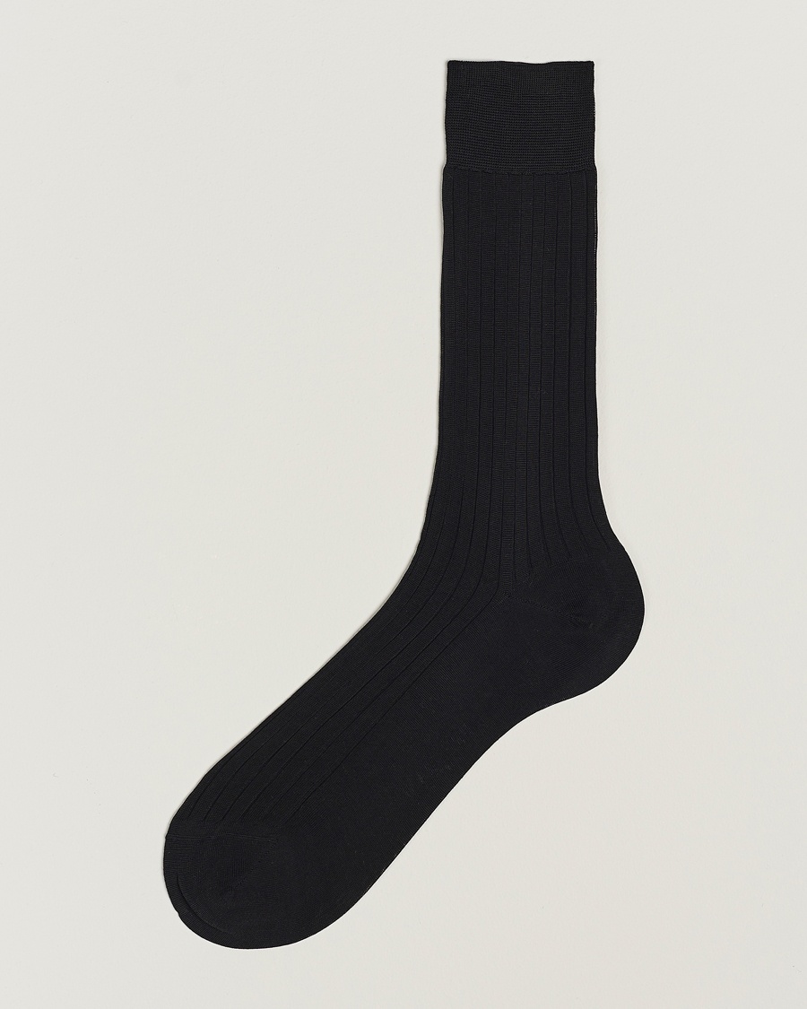 Bresciani Cotton Ribbed Short Socks Black – Svart