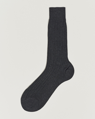 Herre | Sokker | Bresciani | Cotton Ribbed Short Socks Grey Melange