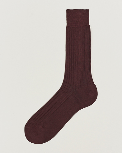 Herre | Vanlige sokker | Bresciani | Cotton Ribbed Short Socks Burgundy