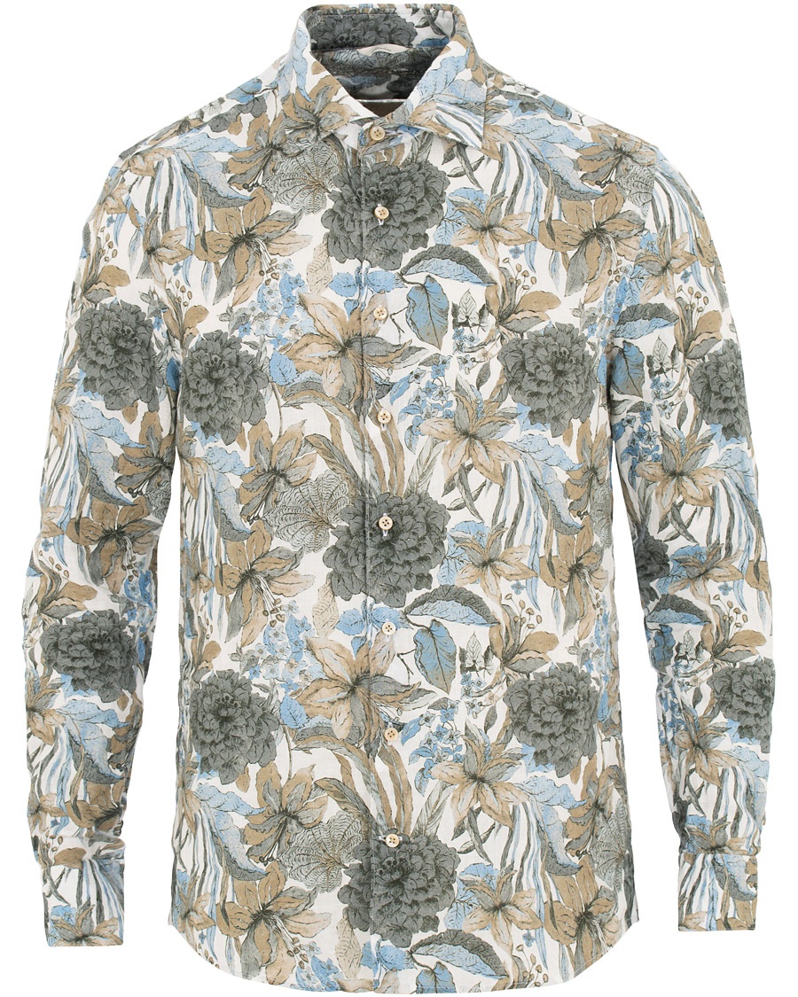  Slimline Printed Flower Shirt White