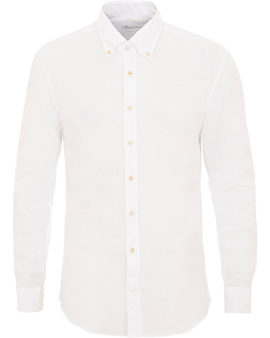  Slimline Button Down Linen Shirt White