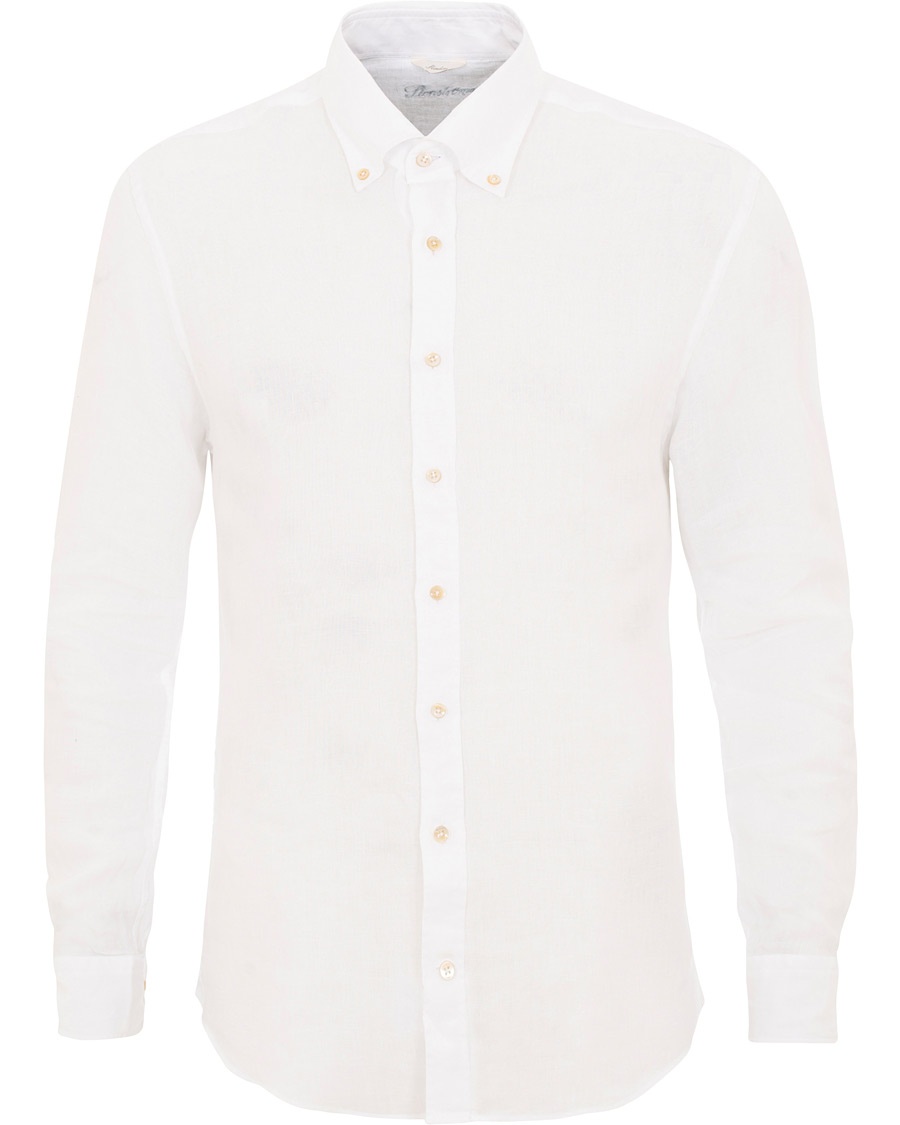  Slimline Button Down Linen Shirt White