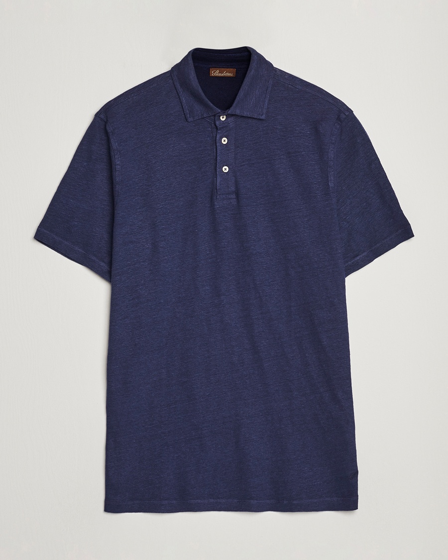 Stenströms Linen Polo Shirt Navy Stenströms Linen Polo Shirt Navy