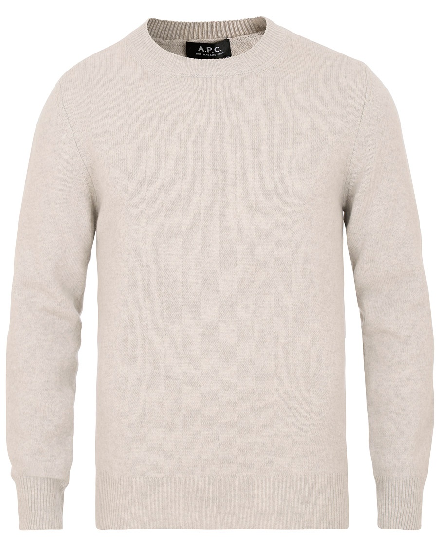 Herre | | A.P.C. | Colin Brushed Lambswool/Cotton Crew Neck Grey Melange
