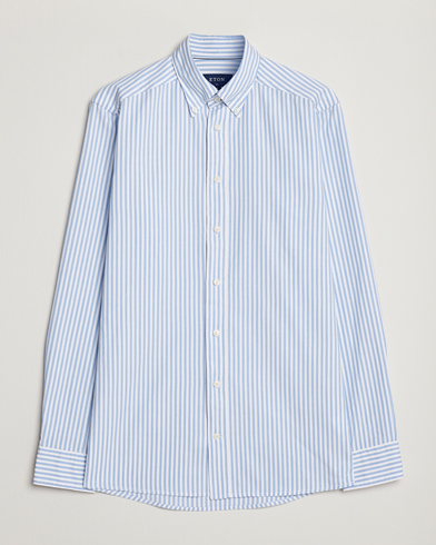 Herre | Oxfordskjorter | Eton | Slim Fit Royal Oxford Stripe Button Down Light Blue