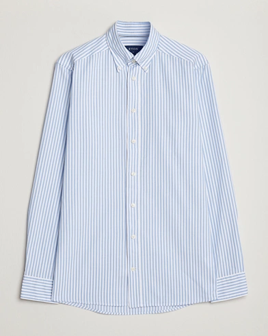 Herre | Casual | Eton | Slim Fit Royal Oxford Stripe Button Down Light Blue
