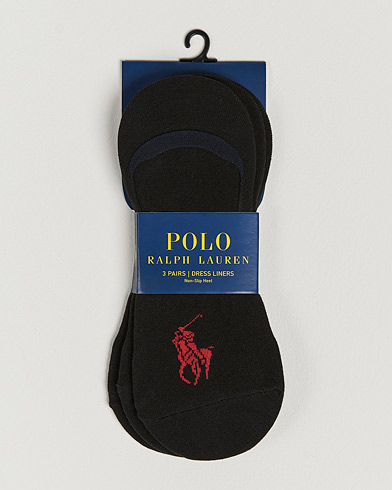 Herre | Ankelsokker | Polo Ralph Lauren | 3-Pack No Show Big Pony Socks Black