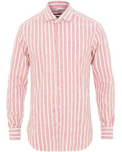  Culto Slim Fit Linen Wide Striped Shirt Red