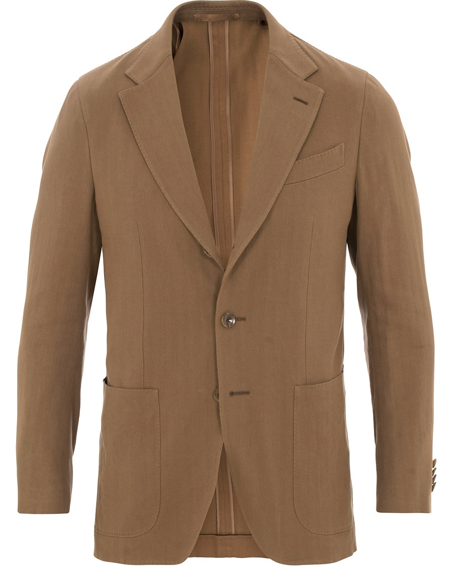  Butterfly Herringbone Cotton Blazer Medium Brown