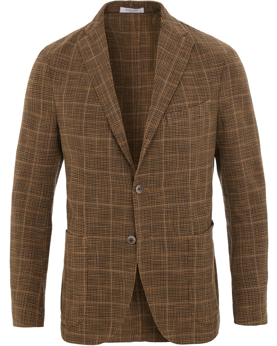  K Jacket Cotton/Silk Houndstooth Overcheck Blazer Brown