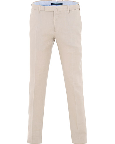  Slim Fit Linen Natural Stretch Trousers Beige
